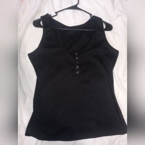 💥Women's black v button up tank top size medium new without tags